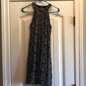A Byer black & gold lace cocktail dress